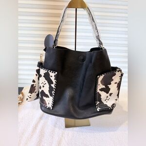 Stylish Black and White Women's 3 piece Bag